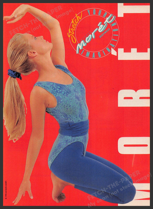 Jacques Moret 1990s Print Advertisement 1990 Leotard Exercising Woman Stretch Jacques Moret