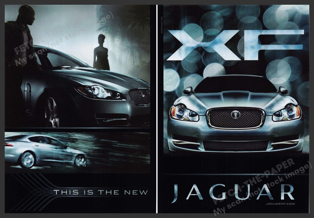 Jaguar XF Car 2000s Print Advertisement (2 pages) 2008 Great Promo Ad Fetch the Paper!