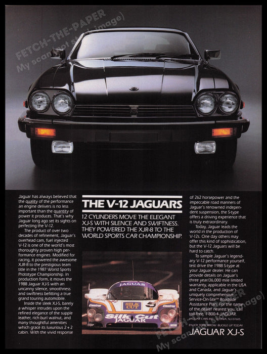 Jaguar XJ-S 1980s Print Advertisement Ad 1988 Car Fetch the Paper!