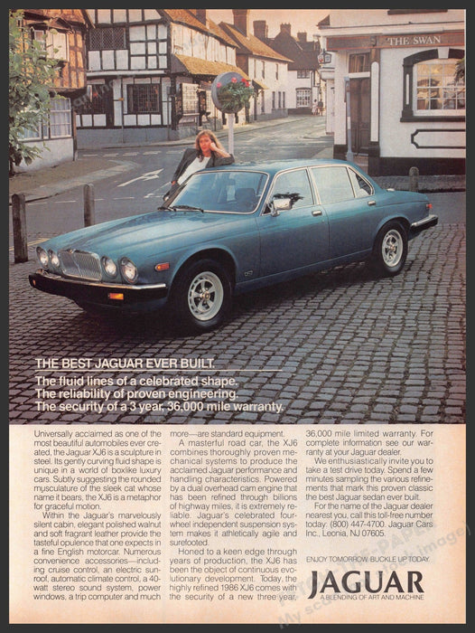 Jaguar XJ6 Car 1980s Print Advertisement 1986 Lady Cobble Street Fetch-the-Paper