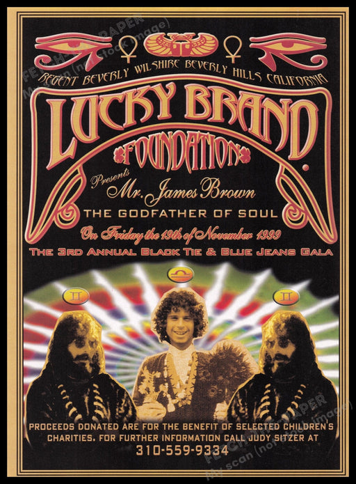 James Brown Sponsored by Lucky Brand 1990s Print Advertisement Ad 1999 Gala Fetch the Paper!