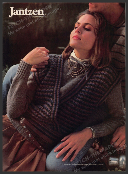 Jantzen 1980s Print Advertisement 1984 Clothing Couple Sweaters Winter Cold Jantzen