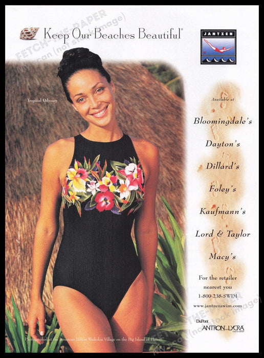Jantzen Swimwear 1990s Print Advertisement Ad 1998 "Keep our beaches beautiful" Fetch the Paper!