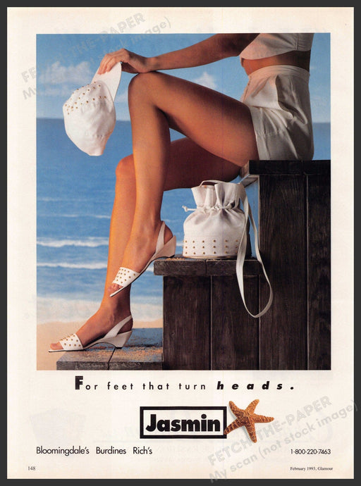 Jasmin Footwear 1990s Print Advertisement Ad 1993 Legs Beach Stairs Jasmin