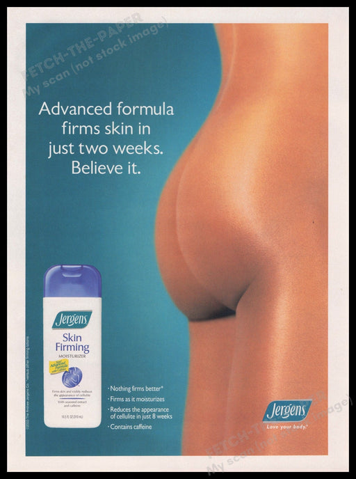 Jergens Skin Firming 2000s Print Advertisement Ad 2003 Bare Butt Fetch the Paper!