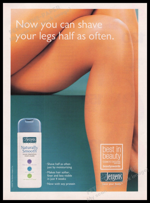 Jergens Smooth Skin 2000s Print Advertisement Ad 2003 Legs Crossed Fetch the Paper!