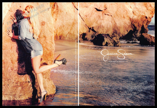Jessica Simpson 2010s Print Advertisement (2 pages) 2013 Legs Beach Rocks Water Jessica Simpson