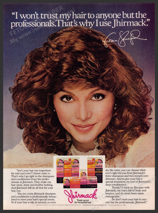 Jhirmack Hair Victoria Principal 1980s Print Advertisement 1981 Curls Beauty Fetch-the-Paper