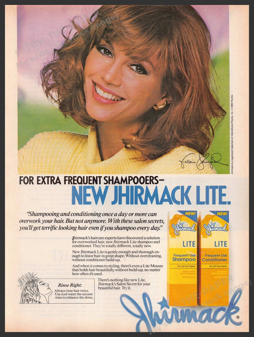 Jhirmack Lite Hair 1980s Print Advertisement 1986 Victoria Principal Fetch-the-Paper