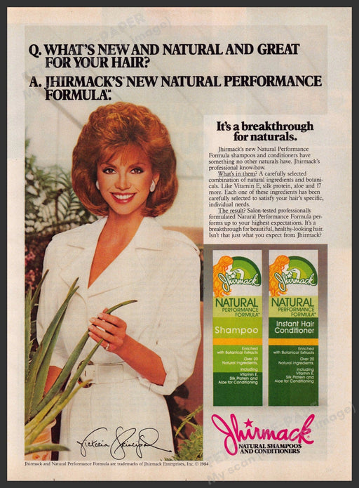 Jhirmack Victoria Principal Hair 1980s Print Advertisement 1984 Aloe Plant Fetch-the-Paper