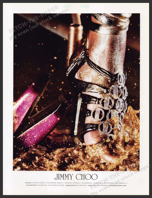 Jimmy Choo Shoes 2010s Print Advertisement Ad 2010 Glitter New Year's Eve Fetch-the-Paper