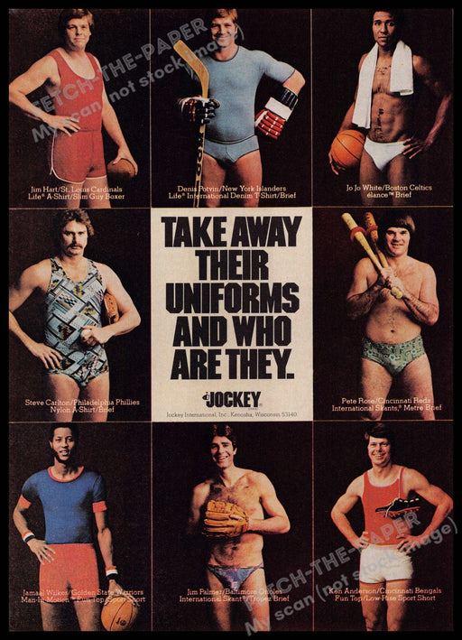 Jockey 1970s Print Advertisement 1977 Men's Underwear Sports Famous Athletes Jockey
