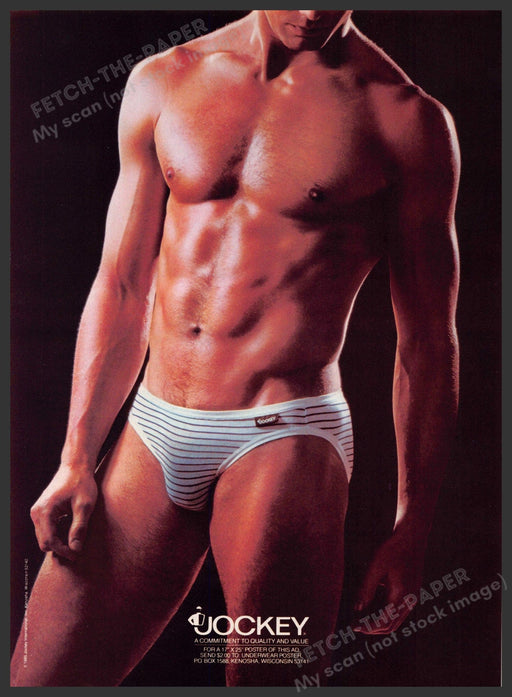 Jockey 1980s Magazine Print Advertisement 1985 Men's Underwear Muscles Body Tan Jockey