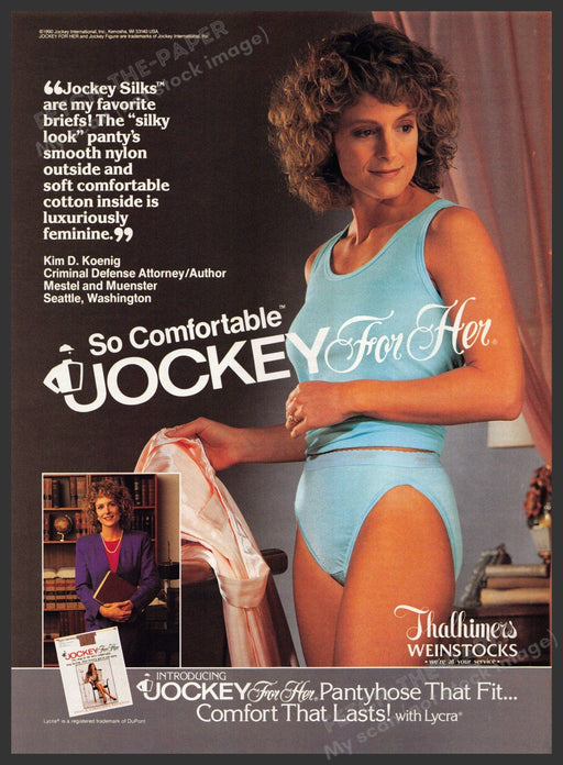 Jockey for Her 1990s Print Advertisement 1990 Kim D. Koenig Attorney Jockey for Her