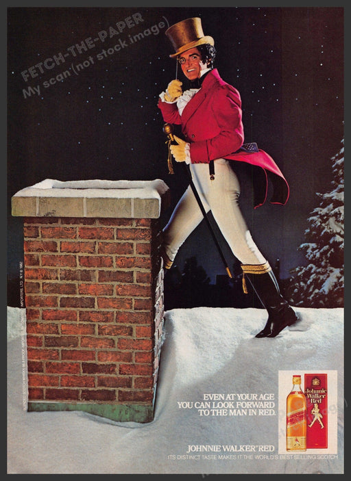 Johnnie Walker Red 1980s Print Advertisement 1982 Top Snowy Roof Fetch-the-Paper
