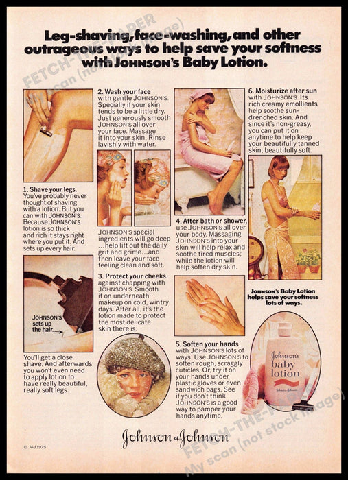 Johnson's Baby Lotion 1970s Print Advertisement 1977 Other Ways to Use Skin Johnson's Baby Lotion