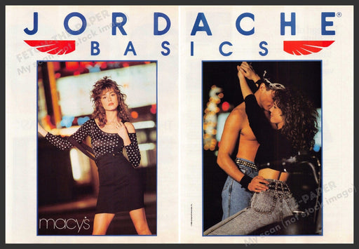 Jordache Basics 1980s Print Advertisement (2 page) 1989 Legs Sexy Couple City Jordache