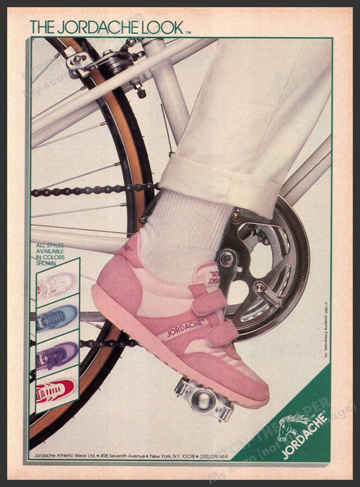 Jordache Shoes 1980s Print Advertisement 1983 Riding Bicycle Fetch-the-Paper