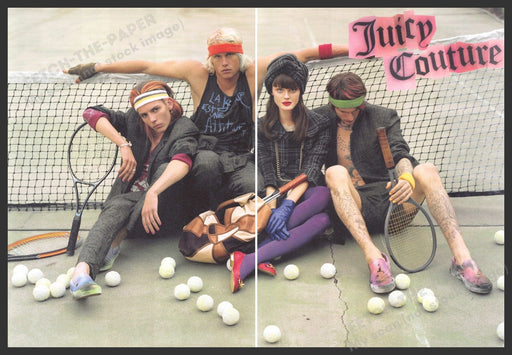 Juicy Couture 2000s Print Advertisement (2 page) 2007 Friends Leaning Tennis Net Fetch-the-Paper