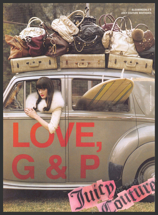 Juicy Couture 2000s Print Advertisement 2007 VW Bug Car Packed with Handbags Fetch-the-Paper
