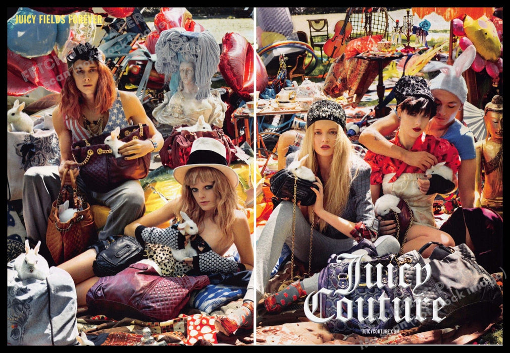 Juicy Couture 2010s Print Ad (2 pg) 2010 "Juicy Fields Forever" Bohemian Fetch-the-Paper