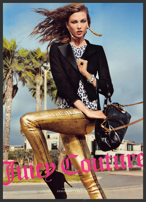 Juicy Couture 2010s Print Advertisement 2012 Gold Pants Legs Palm Trees Fetch-the-Paper