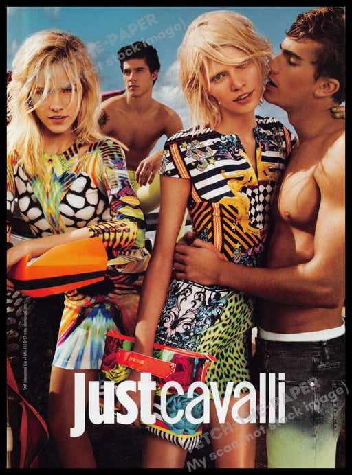 Just Cavalli 2010s Magazine Print Ad 2013 Colorful Sexy Beach Sun Models Just Cavalli