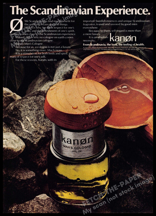 Kanon 1970s Print Advertisement 1977 "Scandinavian experience" (Not the cologne) Kanon