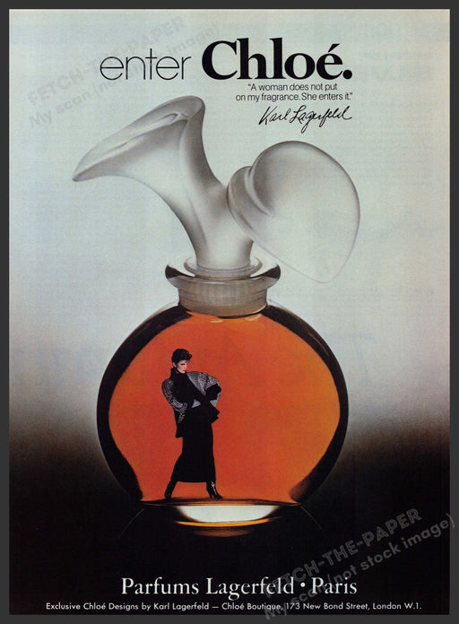 Karl Lagerfeld Chloe Perfume 1980s Print Advertisement Ad 1982 Fetch the Paper!