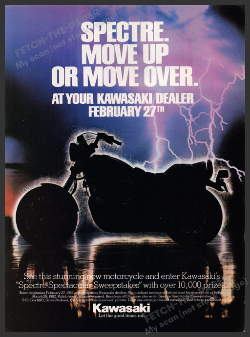 Kawasaki Spectre 1980s Magazine Print Advertisement 1982 Motorcycle "Move up" Kawasaki