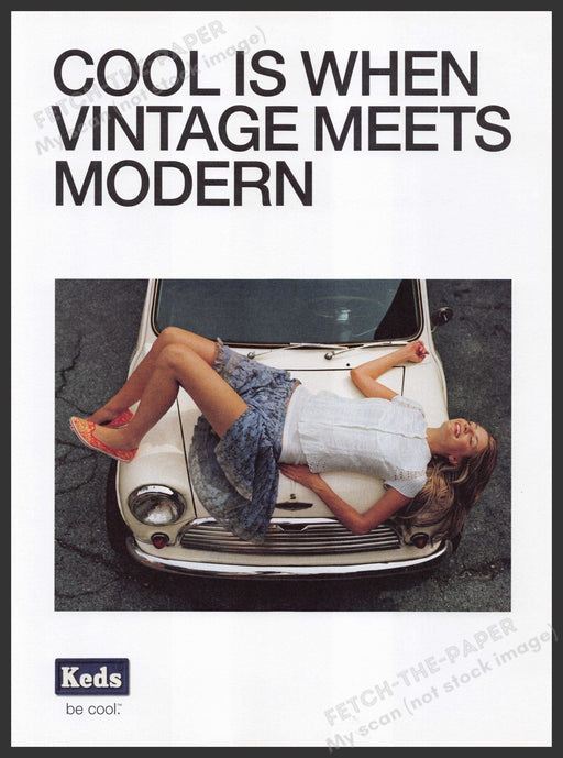 Keds Shoes Mischa Barton 2000s Print Advertisement Ad 2006 On Car Hood Fetch the Paper!