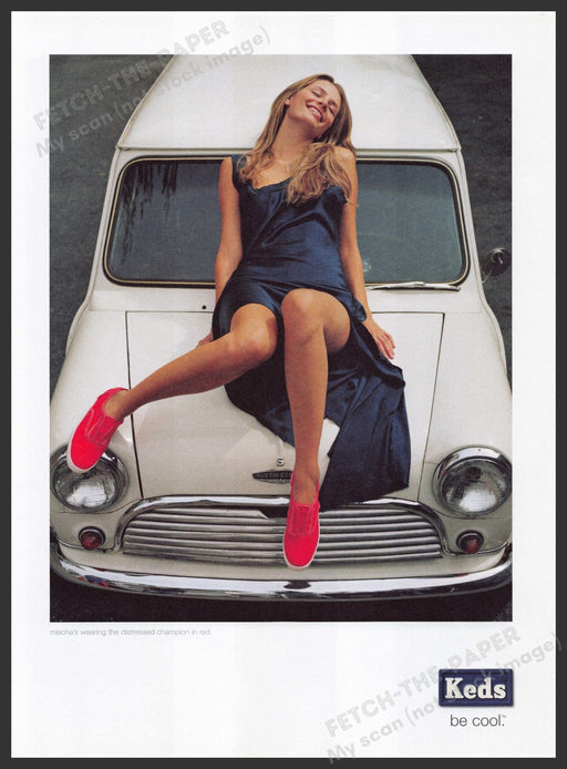 Keds Shoes Mischa Barton 2000s Print Advertisement Ad 2006 On Car Hood Legs Fetch the Paper!