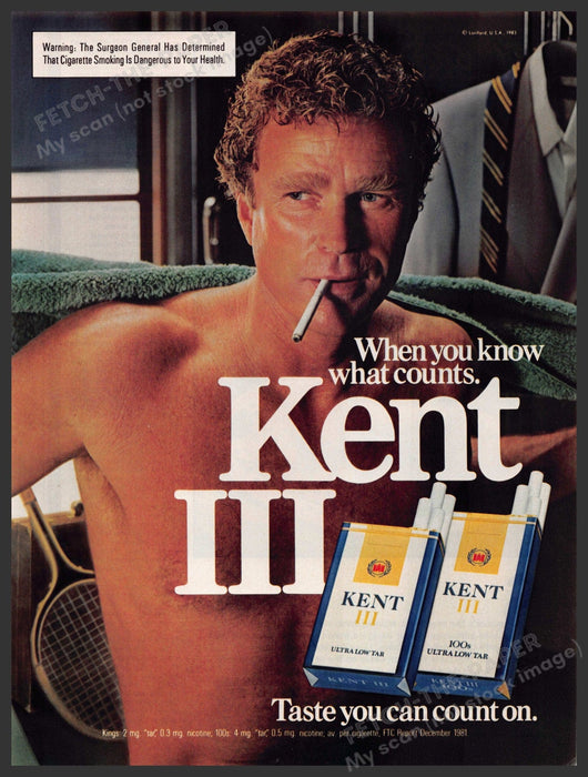 Kent III 1980s Print Advertisement Ad 1983 Guy Gym Locker Room Kent III