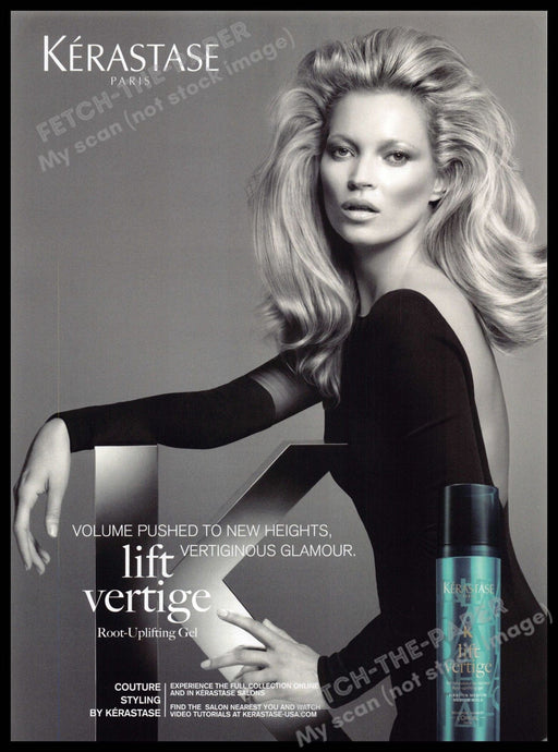 Keratase Paris 2010s Print Advertisement 2013 Kate Moss BIG Hair Left Glamour Keratase Paris