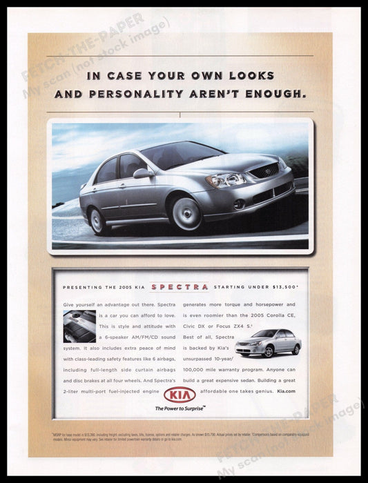 Kia Spectra 2000s Print Advertisement Ad 2005 Fetch the Paper!