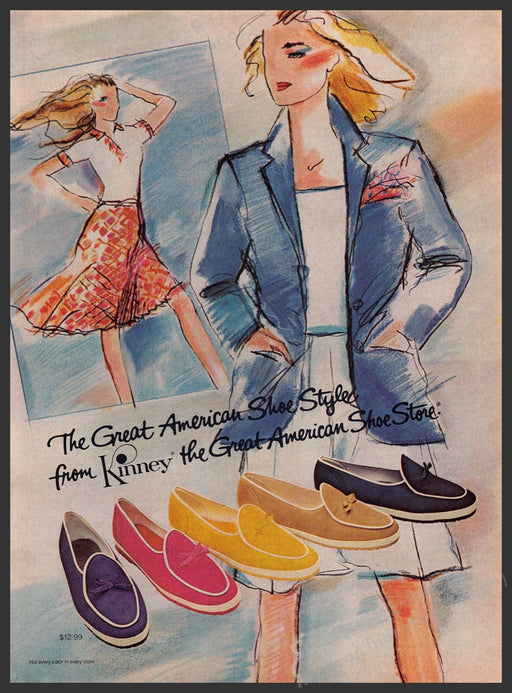 Kinney 1980s Print Advertisement 1981 The Great American Shoe Store Fetch-the-Paper