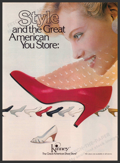 Kinney Shoes 1980s Print Advertisement 1984 Hosiery Face Legs Fetch-the-Paper