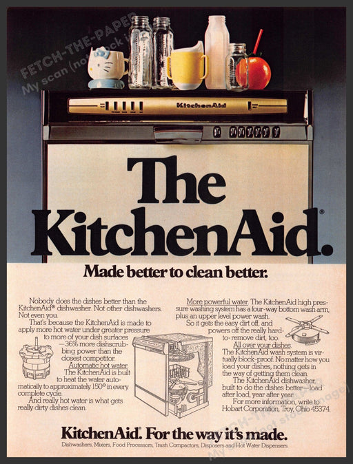 KitchenAid 1980s Magazine Print Advertisement 1983 Dishwasher KitchenAid