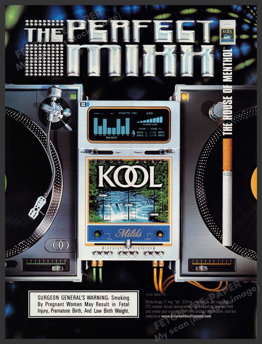 Kool Cigarettes 2000s Print Advertisement 2001 Mild "The Perfect Mixx" Fetch-the-Paper