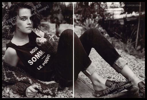 Kristen Stewart 2010s Magazine Photo (2 page) 2015 Legs Outdoors Kristen Stewart