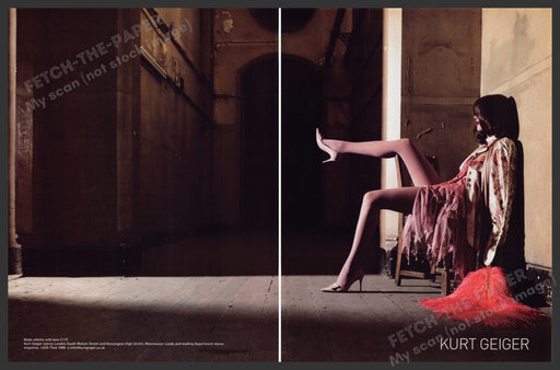 Kurt Geiger Shoes 2000s Print Advertisement (2 Page) 2003 Long Legs Model Fetch-the-Paper
