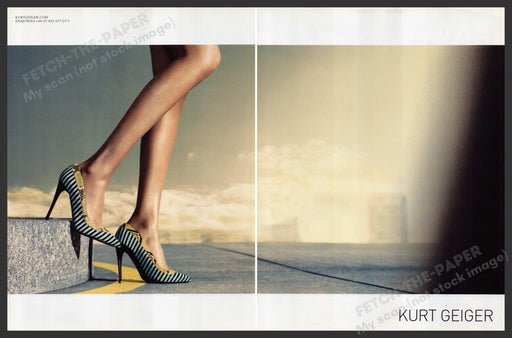 Kurt Geiger Shoes Footwear  2000s Print Advertisement (2 Pg) 2009 Legs Street Fetch-the-Paper