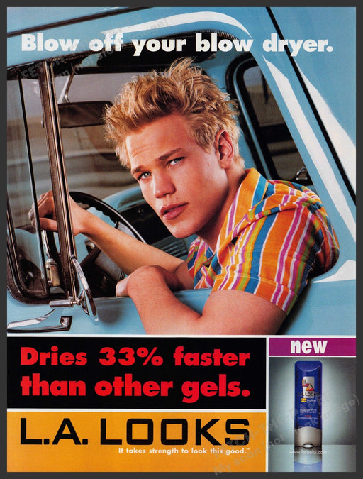 L.A. Looks Hair 2000s Print Advertisement 2002 Guy "Blow off your blow dryers" Fetch-the-Paper
