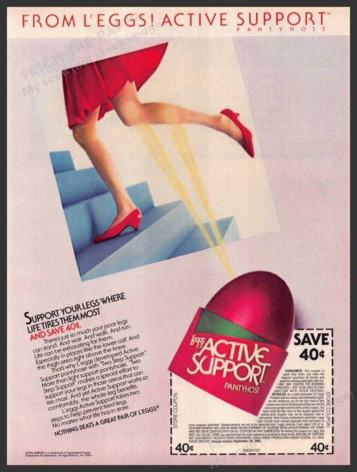 L'eggs 1980s Magazine Print Advertisement 1983 Hosiery Legs Running Up Stairs L'eggs