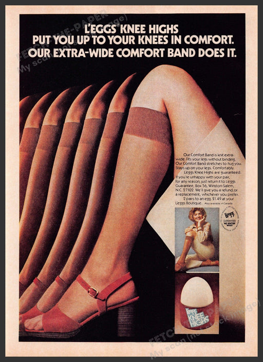 L'eggs Hosiery 1970s Print Advertisement 1976 Legs Knee Highs Fetch-the-Paper
