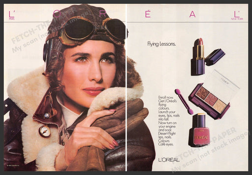 L'Oreal 1980s Magazine Print Advertisement (2 pages) 1989 Andie MacDowell L'Oreal