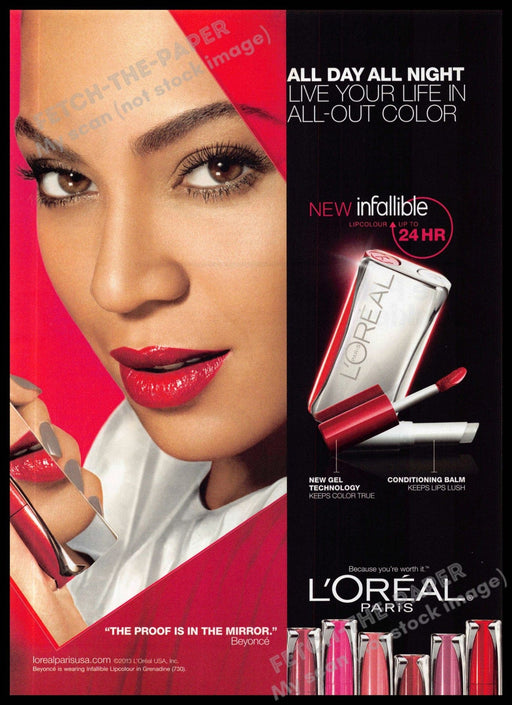 L'Oreal 2010s Magazine Print Ad 2013 Beyonce Knowles "...proof is in the mirror" L'Oreal