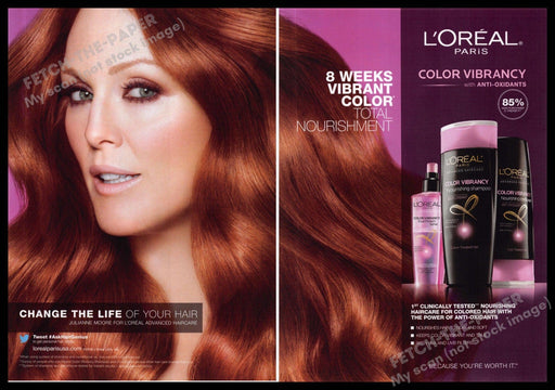 L'Oreal 2010s Print Ad (2 pg) 2013 Julianne Moore "Change the life of your hair" L'Oreal