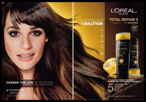 L'Oreal 2010s Print Advertisement (2 pages) 2013 Lea Michele Glee Actress L'Oreal