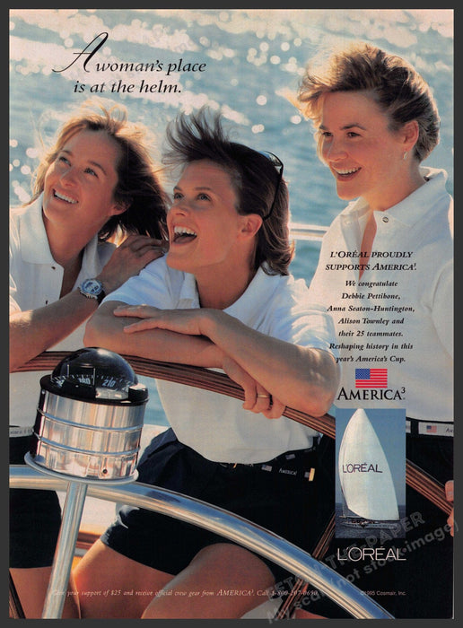 L'Oreal America 1990s Print Advertisement 1995 America's Cup (Not the perfume) L'Oreal